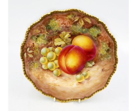 Royal Worcester plate, hand-painted with fruit signed 'Freeman' with black printed mark, approximately 20.2cm diameter. Furth