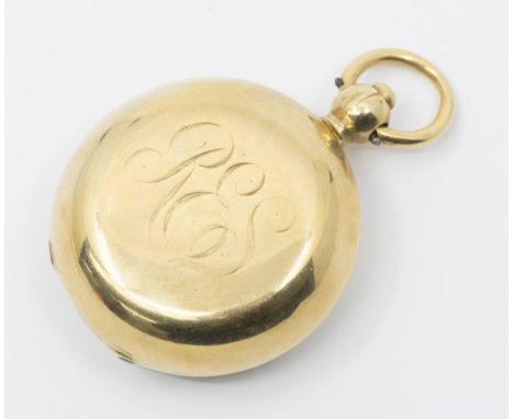 An early 20th century Mappin & Webb Ltd 9ct gold circular sovereign case, initialled R.E.S, hallmarked Chester 19.7, diameter