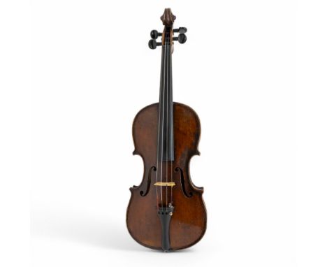  A 19th Century German cased violin, with two bows, good condition.
