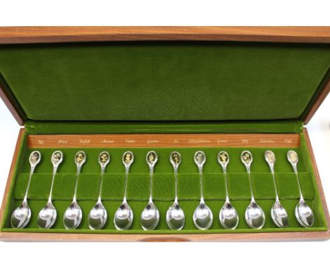 A cased set of Elizabeth II silver spoons, titled the Royal Horticultural Society Flower Spoons, the Fellows Edition in hallm