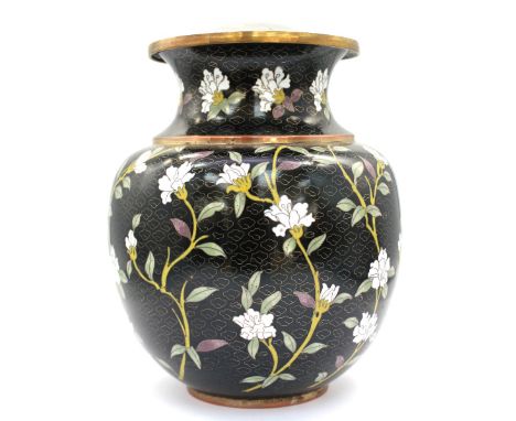 A 20th century Chinese cloisonn&eacute; bulbous ginger jar and cover, decorated with flowers and vines, approx. 23cm high. Co