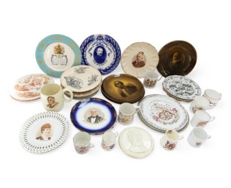 A collection of early to mid 20th Century Royal related commemorative mug and decorative plates. some with wear / faults. 