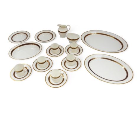 Royal Doulton: a 'Harlow' part dinner service, including cups, saucers, meat plates, plates and bowls. A mixture of first and