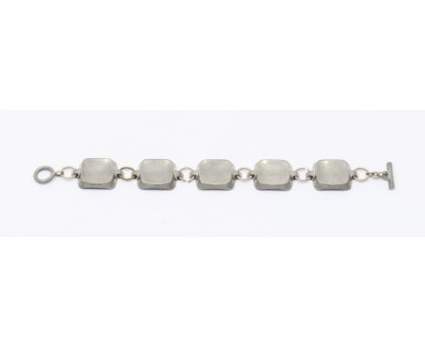 Jorgen Jensen- a Danish pewter Modernist bracelet, comprising cushion shaped, width approx 20mm, T bar fitting, length approx