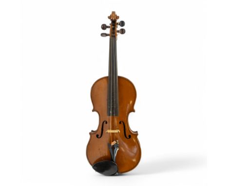  An early 20th Century German violin with bow, no case.