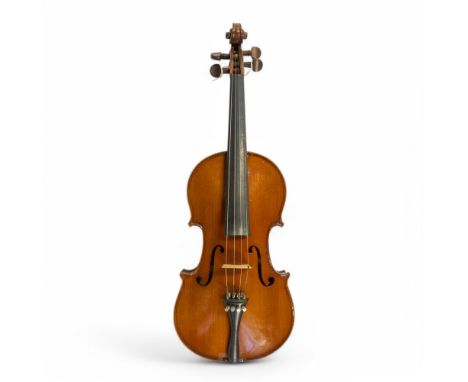  A 19th Century French violin "Thibouville Lamy", in mahogany case with bow.