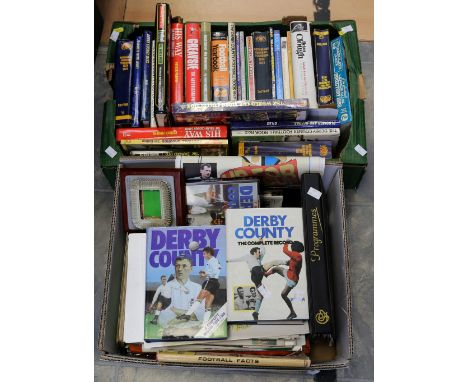  A collection of Derby County interest hard and soft back books, some with autographs of the Arthur Cox period along with oth