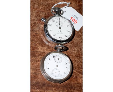 Railway-interest BR NE 475 stopwatch by Smiths together with a broken Swiss made silver fob watch by James Walker.