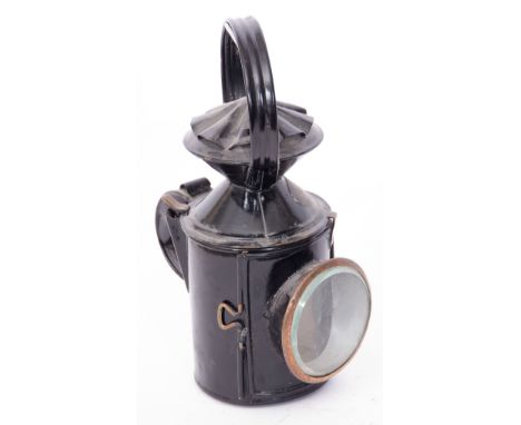 L&amp;Y type 3-aspect private owner’s Railway Lamp 29cm high. Brass plate on top ‘J.J.W.’ Fittings complete and all glass int