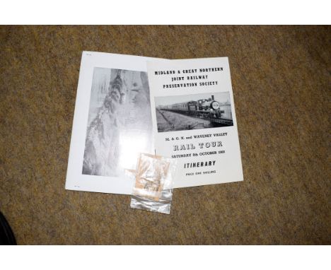 Railway Ticket and itinerary for the M&amp;GN and Waveney Valley rail tour of 8 Oct 1960: Norwich City to Norwich Thorpe via 