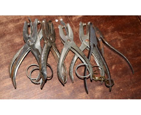 Seven ticket clippers: 1 x GER, 1 x MCT, and 5 with no railway markings.