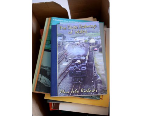 A box containing approx 50 Histories and reminiscences of individual UK railway lines/companies including M&amp;GN, Mid-Suffo