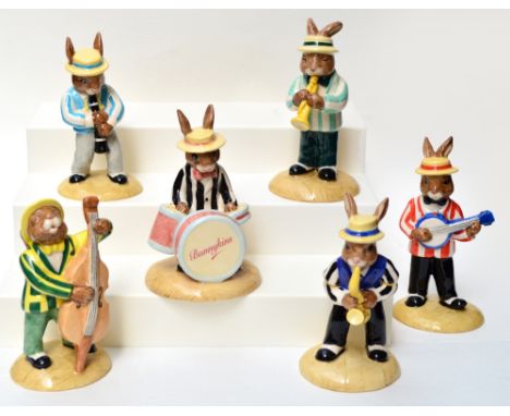 A collection of Royal Doulton Bunnykins limited edition Jazz Band Collection; DB250 "Drummer", DB184 "Clarinet", DB186 "Saxop