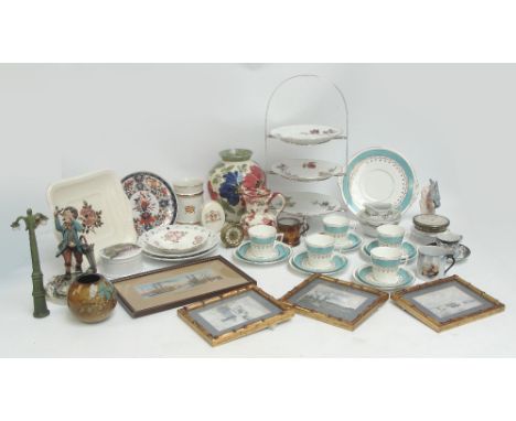 A quantity of decorative ceramics including a Royal Worcester "Evesham" cake stand, a quantity of teaware and jugs, plates, f