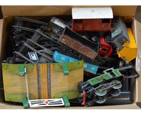 A quantity of Hornby O gauge model railway including an engine LNER 460, other rolling stock, a large quantity of track inclu