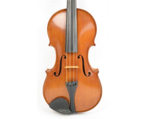 A full size English violin by John R W Read, with one-piece back, labelled "John R W Read, Anno 1955, Walthamstow London, No 