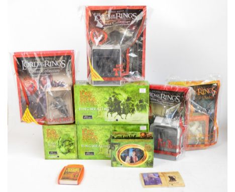 Three boxed W.Britain Lord of the Rings hand painted figures; 2 x Ringwraiths and Cave Troll, also four Lord of the Rings Che