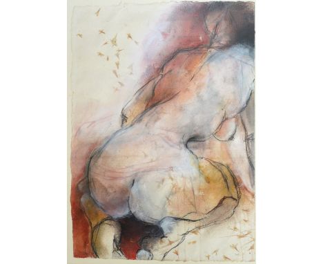 GES WILSON (born 1954); mixed media, study of a female, signed with initials, 58.5 x 39.5cm, framed and glazed.