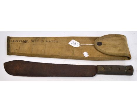 A machete in canvas case.