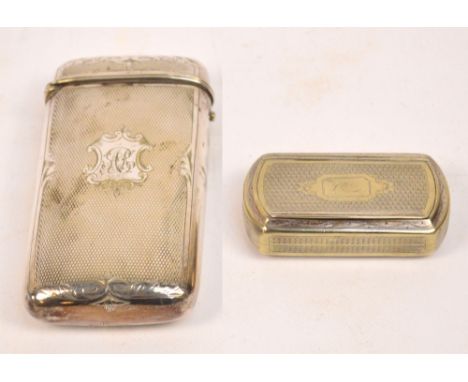 A late 19th century silver plated cigar case with engine turned decoration and initials to the cartouche, 12 x 6cm, and a 19t