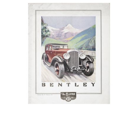 A Bentley 8 Litre brochure, number 35, dated Feb 1931,the front and rear covers decorated with colour illustrations after Le 