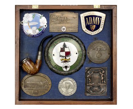 Eight German plaques and badges,including enamel AvD Automobile club Thueringen, 12.5cm diameter; chromed enamel DMV Blutehfa