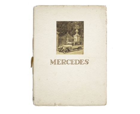 A sales catalogue for 'The Newest Mercedes Six Cylinder Models', circa 1925,cord-tied cream card covers, printed by Stahle &a