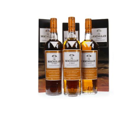 MACALLAN AMBER ERNIE BUTTON CAPSULE EDITION (3) Single Malt Scotch Whisky Matured in sherry casks. 700ml, 40% volume, in cart