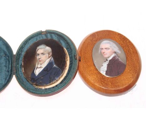 Antique portrait miniatures of distinguished well dressed gentlemen. 