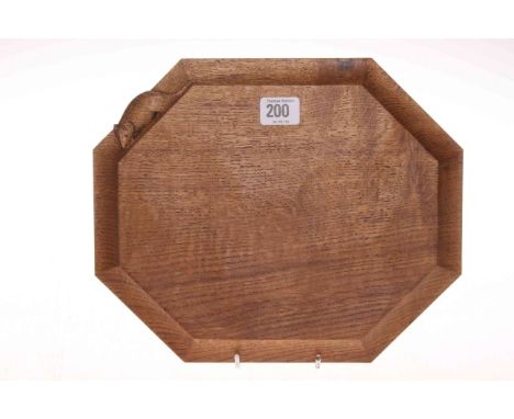 Robert Thompson of Kilburn 'Mouseman' octagonal bread board, 30cm by 25cm.