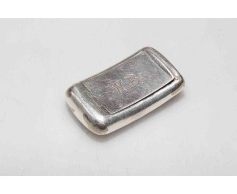 George III silver snuff box with match striker, bearing initials WB, Birmingham 1809.