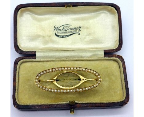 A 14ct gold and seed pearl brooch/clip, weight 4.9g