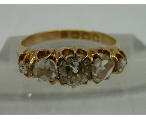 A Victorian 18ct gold rose cut and old mine cut diamond ring, Birmingham 1888, approximately 1ct diamond weight, total weight
