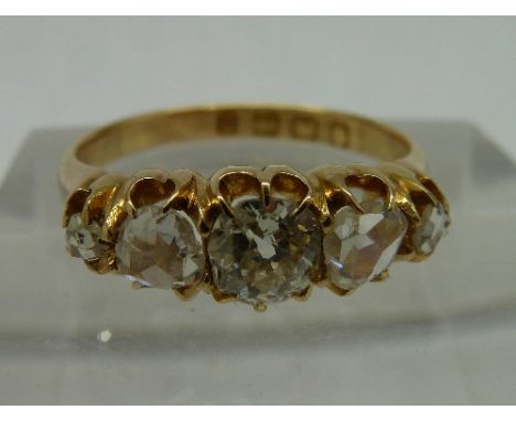 A Victorian 18ct gold rose cut and old mine cut diamond ring, Birmingham 1888, approximately 1ct diamond weight, total weight