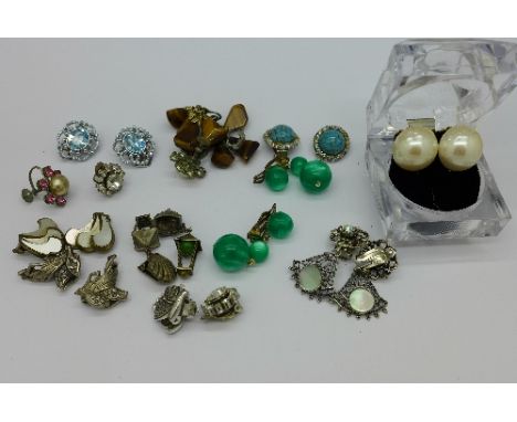 Eleven pairs of clip on earrings including one pair of Christian Dior