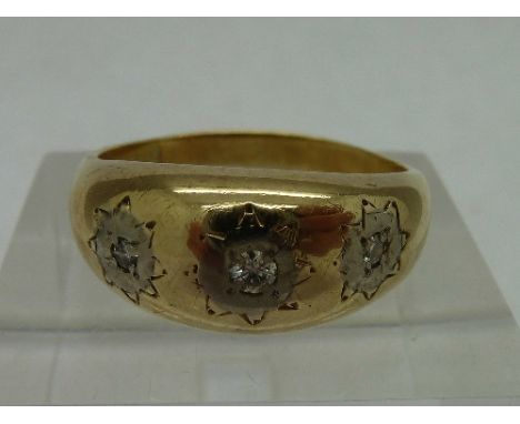 A yellow metal and diamond ring, weight 5.2g, size T