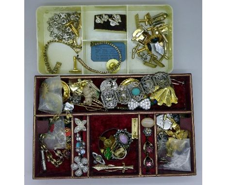 A collection of costume jewellery, cufflinks, etc.