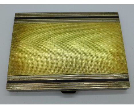 A yellow and white metal cigarette case, weight 184g, marked 935