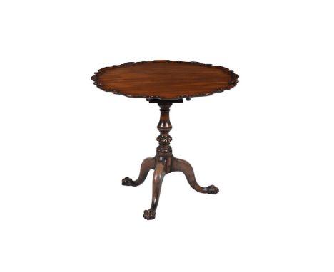 A GEORGE III MAHOGANY PIE CRUST TRIPOD OCCASIONAL TABLE  CIRCA 1780 With birdcage action  71cm high, 80cm diameter   Conditio