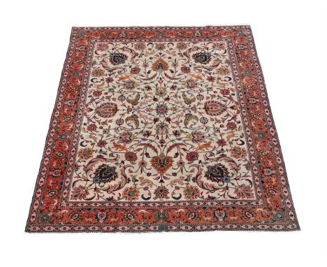 A TABRIZ CARPET With signature to one end approximately 375 x 290cm   Condition Report:  Overall the condition reflects age a