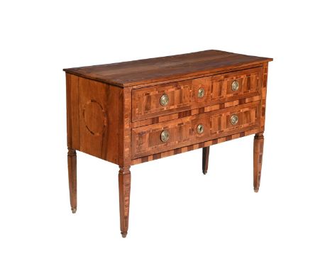 Y A LOUIS XVI WALNUT, ROSEWOOD AND PARQUETRY DECORATED COMMODE LATE 18TH CENTURY 86cm high, 119.5cm wide, 51.5cm deep  Condit