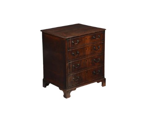 A MAHOGANY CHEST OF DRAWERS  CIRCA 1780 AND LATER Of small proportion, with arrangement of four drawers 74cm high, 62cm wide,