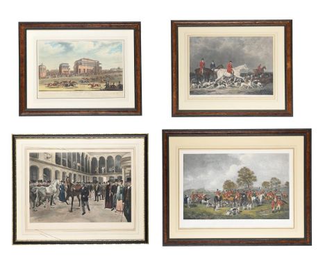 AFTER JAMES POLLARD DONCASTER RACES Hand-coloured engraving, 1833 40 x 62cm (15½ x 24¼ in.) TOGETHER WITH a print by Isaac Cu