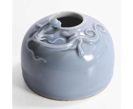 A Chinese clair-de-lune-glazed beehive water pot, Republic period (1912-1949), with slightly tapering sides, rising to a roun