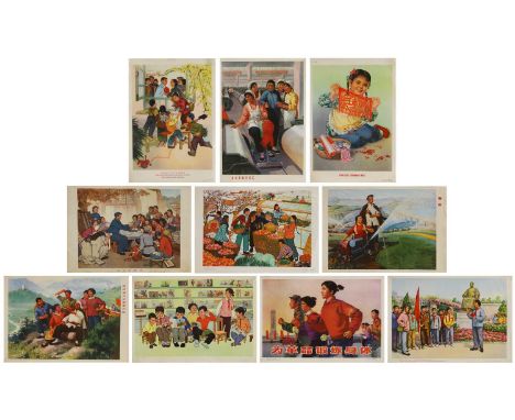 A group of Chinese Cultural Revolution posters, 20th century, including one with 'LONG LIVE CHAIRMAN MAO!' slogan, one with '