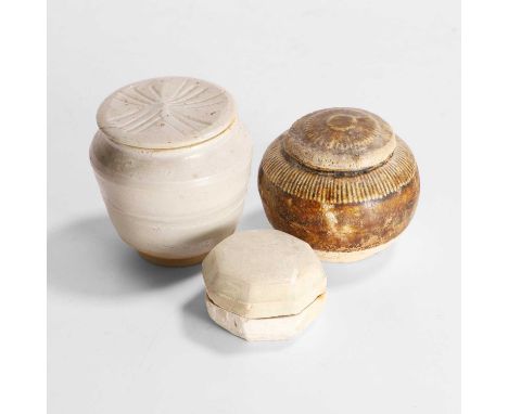 A collection of three Chinese boxes and covers, Song dynasty (960-1279), comprising a white-glazed jar, a qingbai-glazed box 