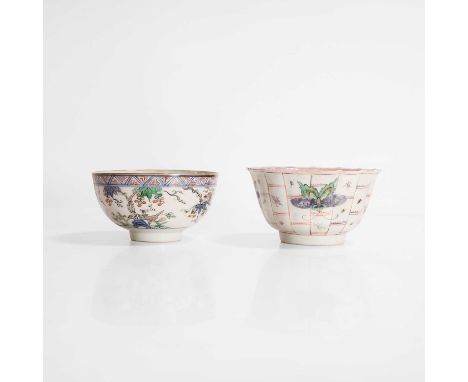 Two Chinese wucai bowls, Kangxi (1662-1722), comprising:one circular, painted with squirrels amongst vine tendrils, 10.8cm di