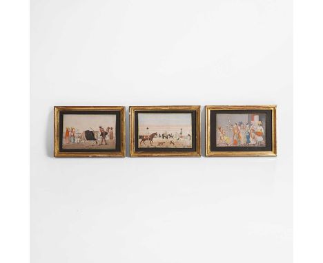 Three Indian Company School paintings,  c.1793, one example depicting a musical procession, watercolour and gouache on paper,