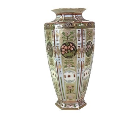 NORITAKE VASE, AND OTHER CERAMICS  comprising a Noritake lidded jar, a Carlton Ware lidded jar and a pair of candlesticks