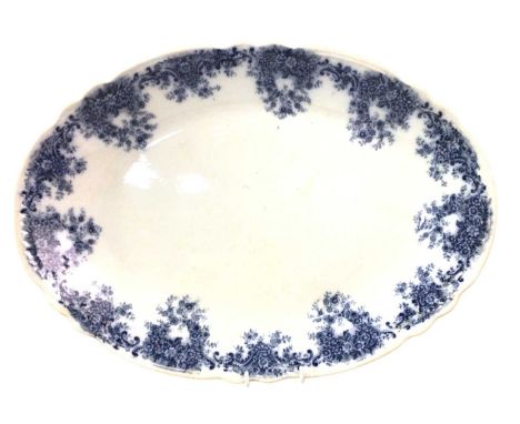 COLLECTION OF DELFTWARE SERVING PLATTERS, comprising a large meat carving plate, complete with perforated drip tray, two Empi